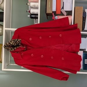 Boohoo red coat detachable collar